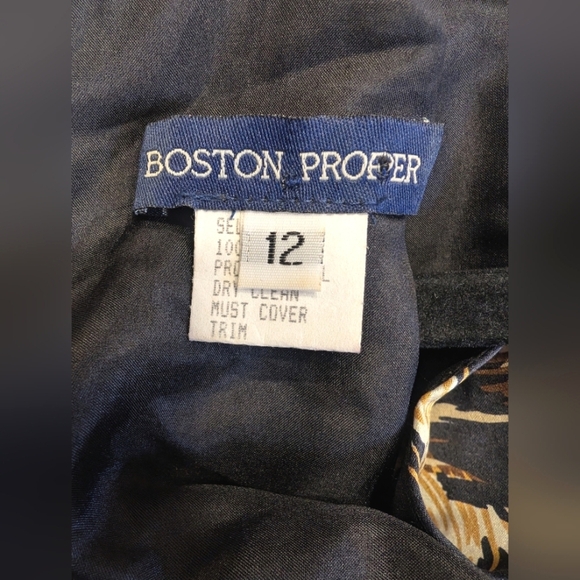 Boston Proper Vintage Silk Sheer Animal Print Beaded Waist Dress Size Medium - Picture 8 of 9